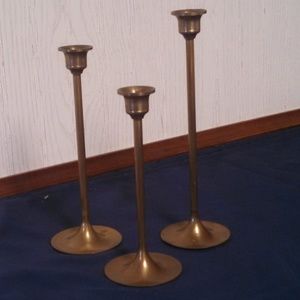 Vintage Brass Candle Holders (set of 3)